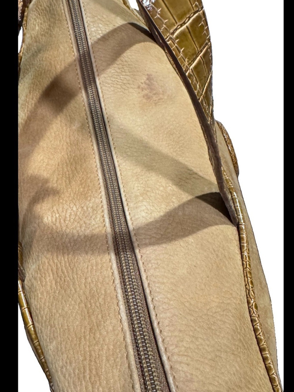 Fendi Tan Leather Tote with Croc Trim and Medallion - Picture 8 of 16